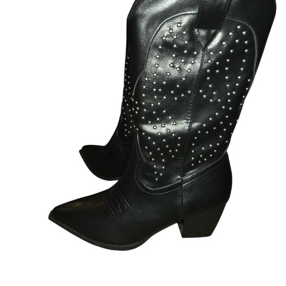 Black Studded Women's Western Boots - Picture 4 of 4